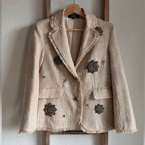 FRMZ Beaded Tweed Winter Blazer sz: Large NWOT